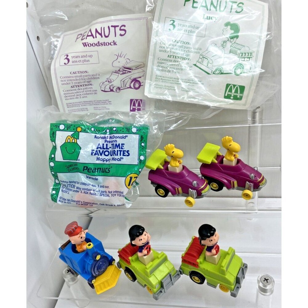 Vintage McDonald's Peanuts Toys Lot – 3 NIP & 5 Used Lucy‎ Snoopy 1989 1994